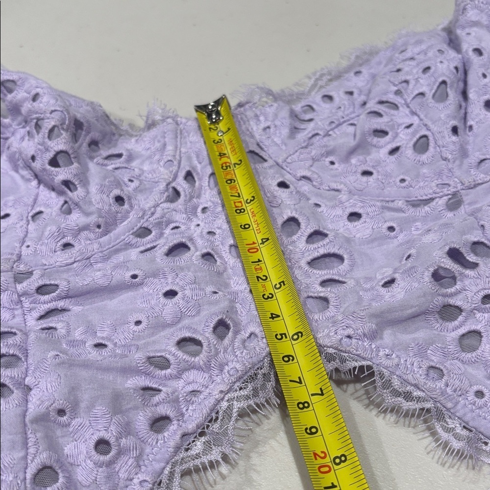 Anthropologie - The Giselle Eyelet Lace Corset Bustier Crop Top. Lavendar. XL - Picture 13 of 14
